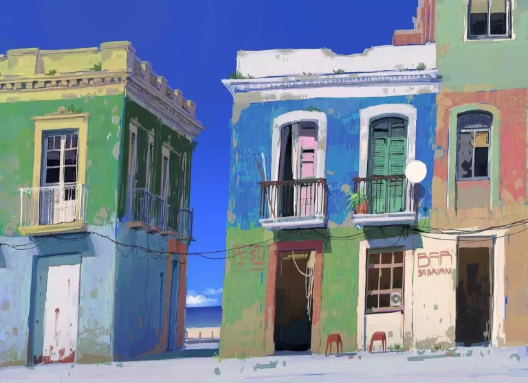 Ένα μικρό χωριό κοντά σε μια παραλία